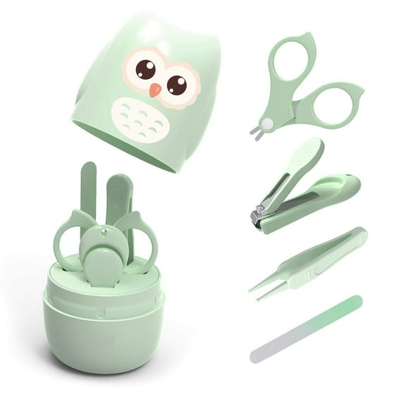 4-in-1 Baby Nail Kit with Cute Case | Nail Clippers, Scissors, File & Tweezers | Baby Manicure & Pedicure Set for Toddlers | Safe & Easy-to-Use Infant Grooming Tools(Mint Green)