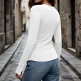 thumbnail image 4 of DISKEBUISS Women's V Neck Long Sleeve Fitted T-Shirt Stretchy Slim Basic Top with Thumb Holes for Daily Layering, 4 of 8