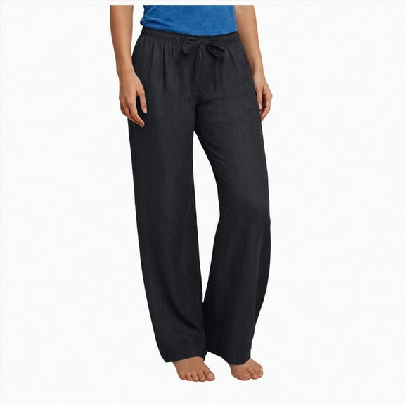 Hessimy Girls Pants Fashion Solid Color High Waist Loose Casual Wide Leg Pants With Drawstring Summer Trousers For Girls 4-14 Years Teenage Girls' Clothing Cargo Pants (Black,6-7 Years)