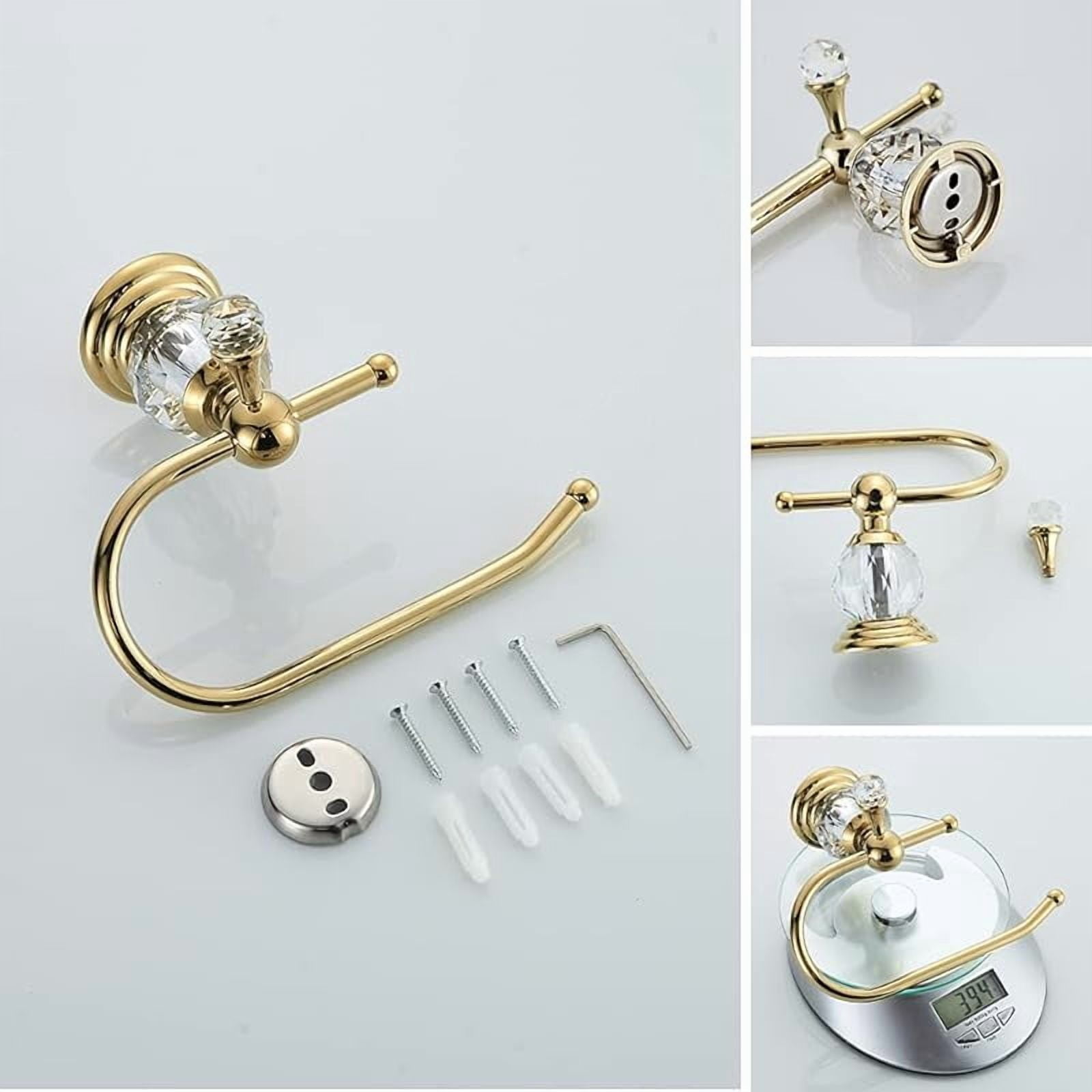 Funpisea Polished Gold Crystal Toilet Paper Holder, Wall-Mounted Bathroom Tissue Roll Holder