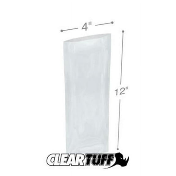International Plastics PB20412 4 x 12 in. Clear Poly Bags, 0.002 Gauge - Case of 1000
