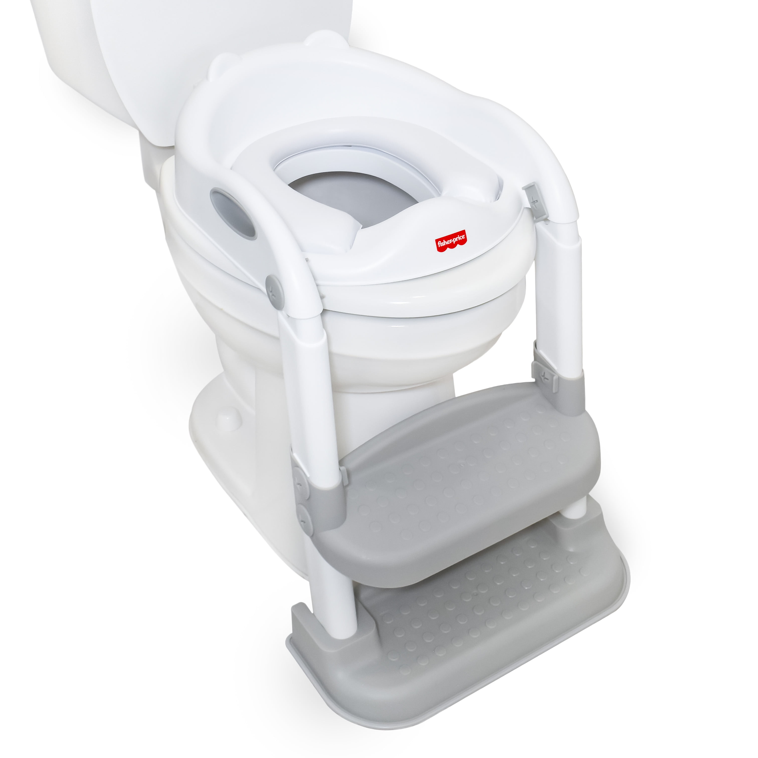 Fisher-Price™ Potty Training Seat with Step Stool Ladder, 2-in-1 Potty Training Toilet for Toddlers with Splash Guard, Anti-Slip Pads, Cushioned Seat (Gray), Children 18M and Up