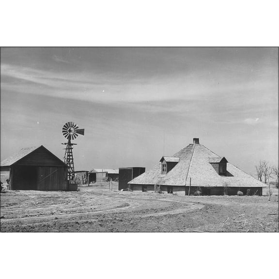 24"x36" Gallery Poster, Haskell County, Kansas semi-subterranean house 1941