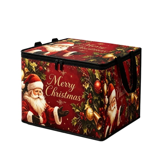 Miwamany Christmas Storage Box, Large Capacity Foldable Organizer with Lid and Handles, Christmas Decorations Indoor, Holiday Ornament Storage Bin