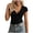 ☃107-Black, variant on Women's Summer Tops Short Sleeve Slim Fitted Deep V Neck Cross Wrap Tunic T-Shirt Side ruched Shirring Tees