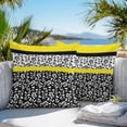 thumbnail image 5 of Abstract Yellow Outdoor Pillow Covers Set of 2 Black Stripes Floral Plant Modern Vintage Waterproof Throw Pillow Case Decorative Square Cushion Cover for Patio Couch Garden Balcony, 16"x16", 5 of 9