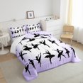 thumbnail image 3 of jejeloiu Ballet Girls Bedding Comforter Set,Ballerina Silhouette Twin Comforter Sets,Purple White Black Bedding Set For Girls,Lightweight Room Decor,2pcs, 3 of 8