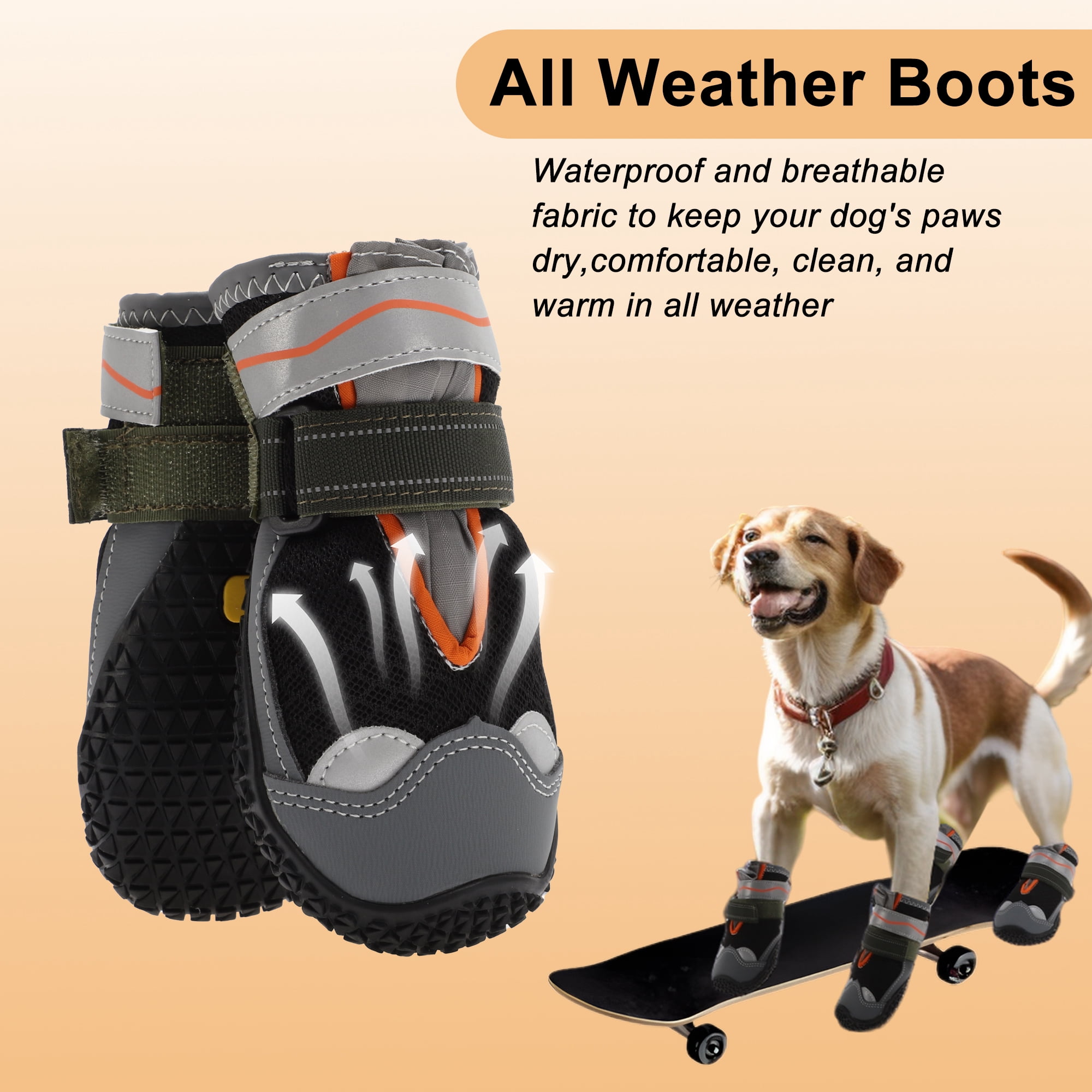 Unique Bargains 4pcs Dog Shoes Breathable Anti Slip Hot Summer 3" Black