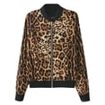 thumbnail image 1 of Veste Bomber à Manches Longues Imprimé Léopard pour Femmes, Tops Décontractés, 1 of 8
