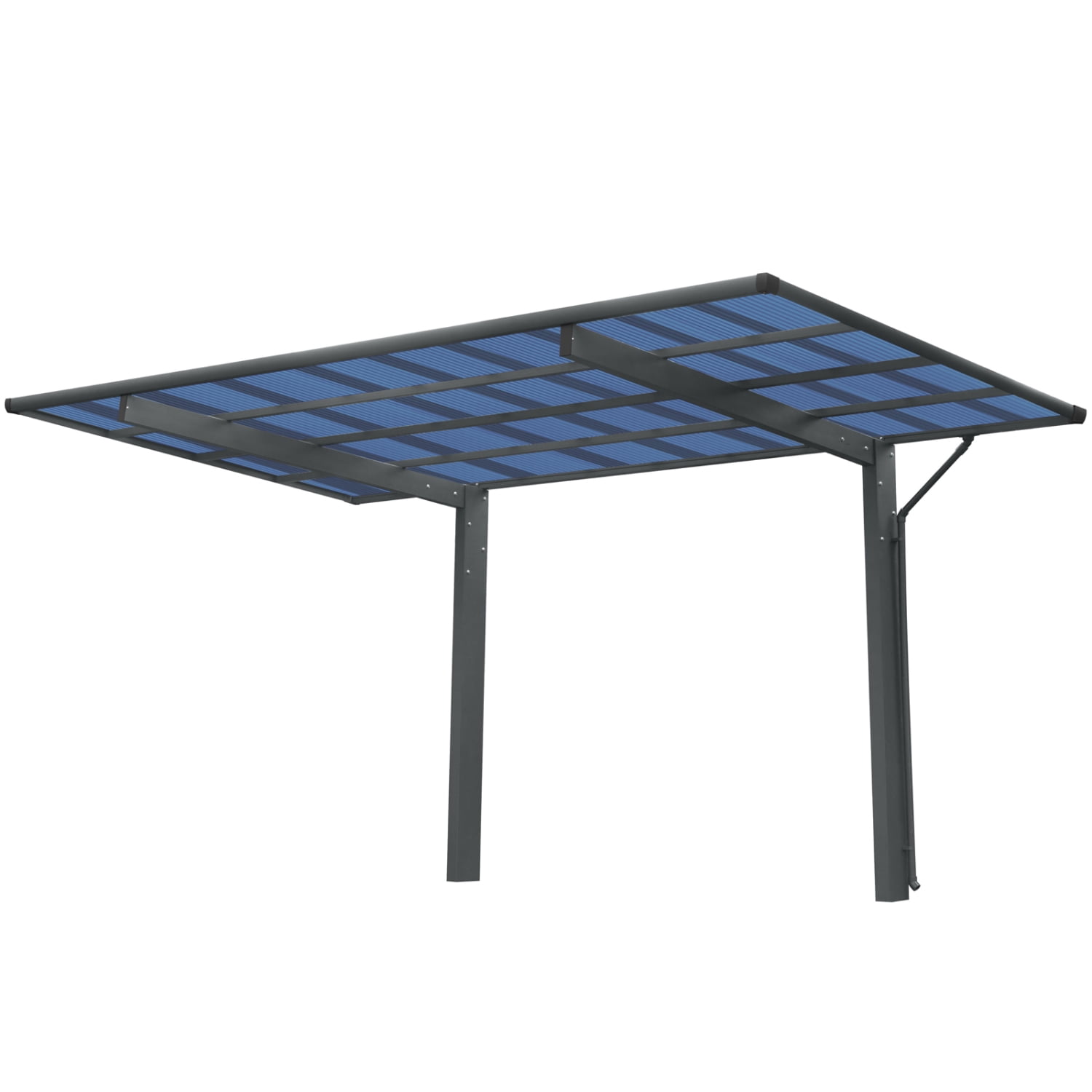 Miekor Furniture Outdoor Carport, 17.44FT*9FT*11FT Single Carport Aluminum Metal Frame and Polycarbonate Panels Car Port for Outdoor Driveway Car, Truck MK5607