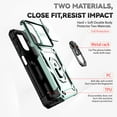 thumbnail image 3 of Armor Case for Samsung Galaxy S24 FE with Camera Lens Sliding Cover & Ring Stand & Support Magnetic Car Mount, Military Grade Shockproof Heavy Duty Protective Case for Galaxy S24 FE, Green, 3 of 8
