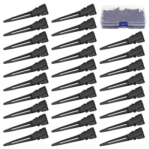 120 PCS 1.77" Single Prong Curl Clips Black Curl Pins Duckbill Clips Metal Alligator Clips for Hair Extensions Styling (Black)