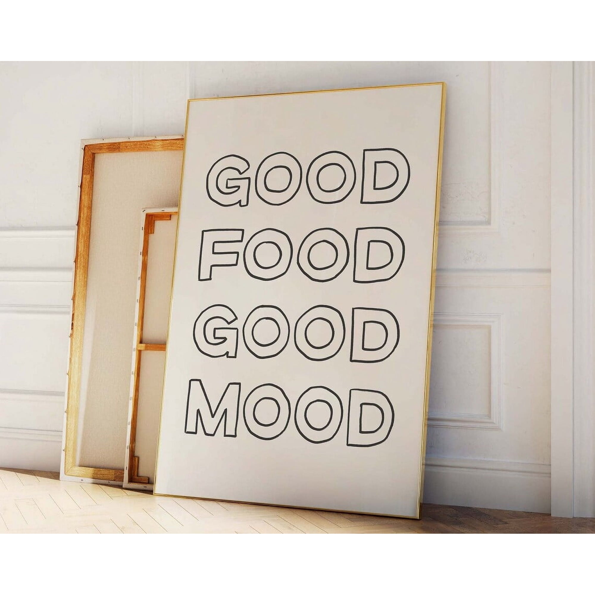 Good Food Good Mood Print Art Cute Hand Drawn Food Print Aesthetic Art Trendy Kitchen Print Wall Art Modern Wall Decor 8x12 UNFRAMED