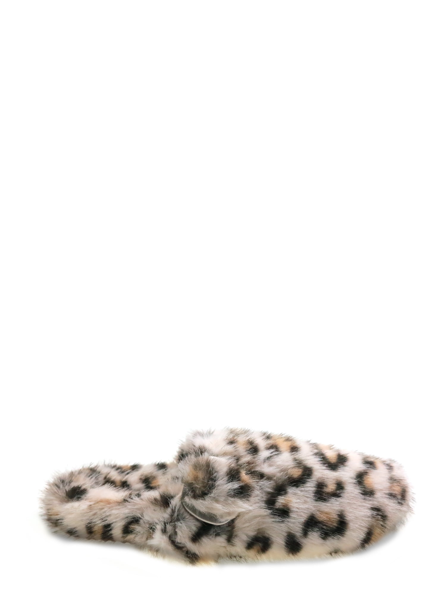 No Boundaries Women's Faux Fur Buckle Clog Slippers