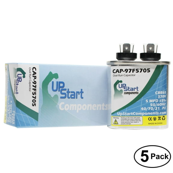 5-Pack 5 MFD 370 Volt Oval Motor Run Capacitor Replacement for GE 97F5705 - CAP-97F5705, UpStart Components Brand