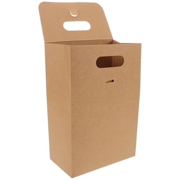 OUNONA Vintage Kraft Paper Bag Shopping 21.00X14.00X8.00CM Khaki