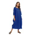 thumbnail image 4 of Women's Dress Long Sleeve Casual Plus Size Dress Solid Loose Casual Crewneck Long Dress,S-5XL, 4 of 7