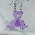 thumbnail image 3 of Cute Purple Dinosaur Earrings Translucent Acrylic Jell-O Cartoon Brachiosaurus, 3 of 5