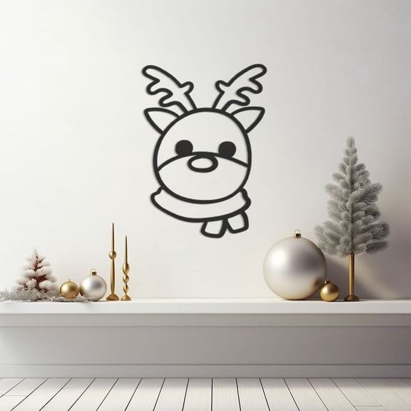LaModaHome Christmas Reindeer Metal Wall Art for Nurseries, Festive Home Decoration, Charming Holiday Decor, Seasonal Indoor Accent, Festive DesignHome Decoration Gift -7.9"x11"/20x28cm