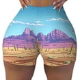thumbnail image 2 of Balery Pixel Desert Landscape Printed Workout Shorts for Women Seamless Scrunch Short Gym Yoga Running Sport Active Exercise Fitness Shorts-Large, 2 of 8