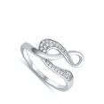 thumbnail image 4 of Clear CZ Infinity Music Note Treble Clef Ring Sterling Silver Band White 925 Female Size 9, 4 of 4