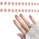 thumbnail image 1 of Uñas postizas francesas cuadradas acrílicas de cobertura completa, uñas postizas desnudas para mujeres y niñas, 24 Uds., 1 of 5