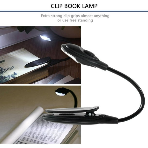 Mini lampe de lecture de livre flexible à clipser, lumière LED