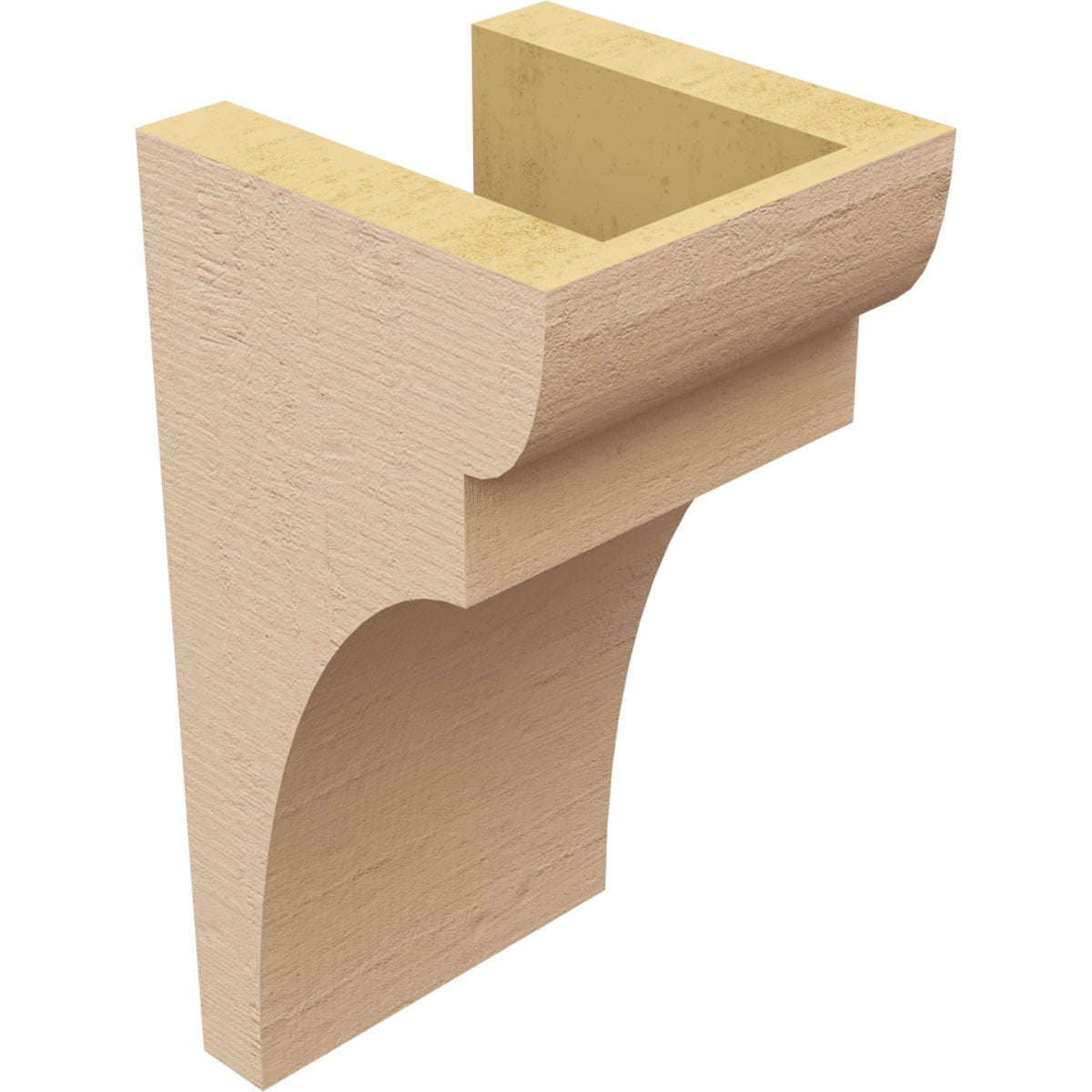 5"W x 5"D x 10"H Wide Yorktown Rough Cedar Woodgrain TimberThane Corbel, Primed Tan