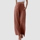 thumbnail image 2 of Pantalones anchos de cintura alta para mujer - Elásticos con cordón, pantalones informales con bolsillos, 2 of 5