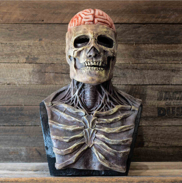 langsom Steward Bortset Halloween Party Scary Brain Moving Jaw Latex Full Head Skull Mask Skeleton  Cos - Walmart.com