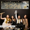 thumbnail image 2 of Koyal Wholesale 47x13 Happy New Year Banner Gold Gatsby Art Deco Black Gold NYE Décor, 2 of 4