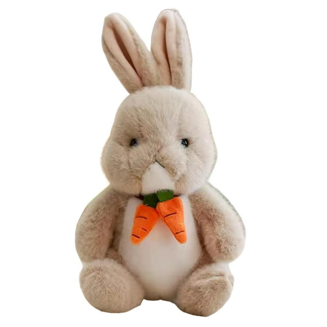 Lindo muñeco de conejo de peluche para fiesta de Pascua, suave almohada para dormir. Beige