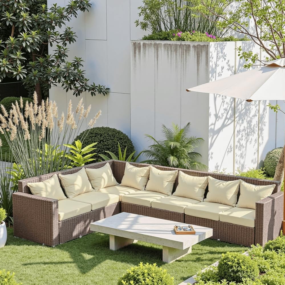 Outdoor Seat Cushion Set 24 x 24 x 4 Inch, Waterproof & Fade Resistant Patio Furniture Cushions with Removable Cover and Ties, Thick Deep Seating Pads for Outside Chair Sofa Couch, Yellow