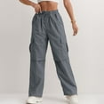 thumbnail image 5 of Women's Outdoor Cargo Pants Ultra-Light Waterproof Hiking Joggers with High Waist Elastic Drawstring & Multi-Function Pockets Gray XXL, 5 of 8