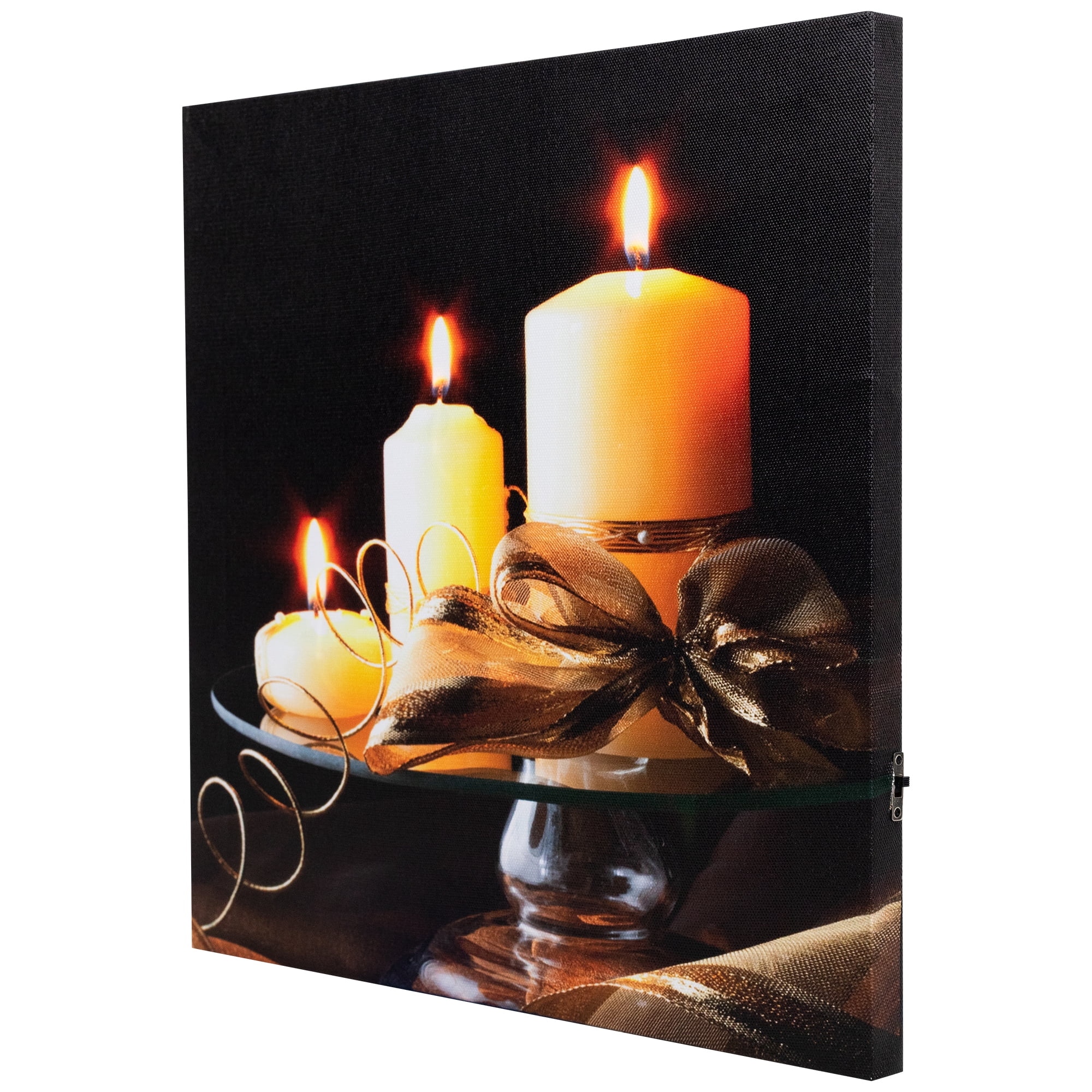 Northlight LED Back Lit Candles with Ribbon on a Platter Canvas Wall Art - 12" x 12"