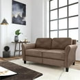 thumbnail image 2 of Bowery Hill Cushion Back Transitional Polyester Microfiber Loveseat in Brown, 2 of 10