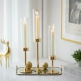thumbnail image 5 of Nuptio Hurricane Glass Taper Candle Holders， Tall Gold Brass Candlestick Holder，Gold Centerpiece for Table Mantel Fireplace， Set of 3, 5 of 10