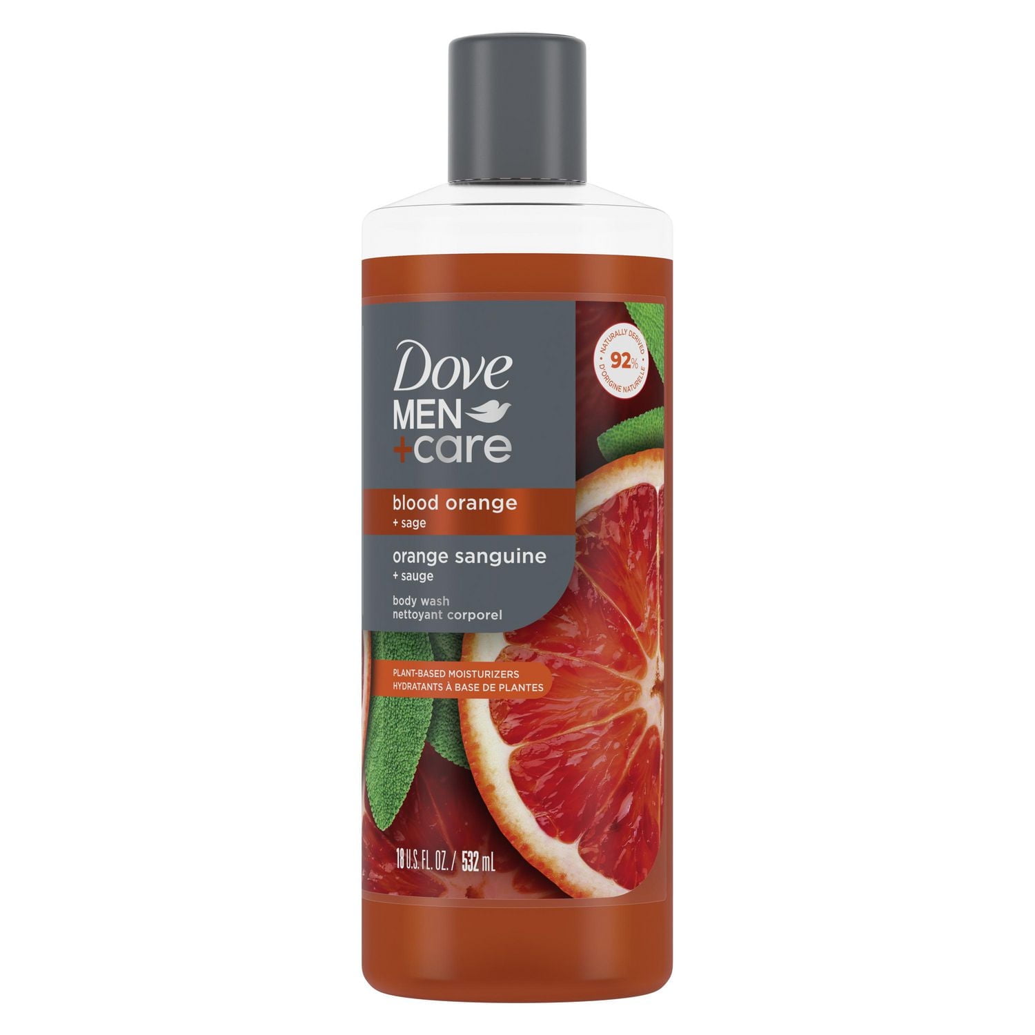 Dove Men+Care  Body Wash to Repair Dry Skin in the Shower Blood Orange + Sage with Plant-Based Cleansers and Moisturizers, 532mL