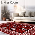 thumbnail image 2 of ODIKA 8'x10' Machine Washable Non-Slip Area Rug, Winter Snowman Dance with Vintage Plaid and Nordic Accents High Traffic Rug with Pad, Red, 732186, 2 of 8