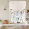 thumbnail image 3 of Spring Floral Tie Up Curtain 63 Inches Long, Watercolor Flowers Lucky Eucalyptus Leaf Rustic Retro Balloon Style Kitchen Window Curtain Over Sink, Small Window Rod Pocket Curtain 42"x63", 3 of 9