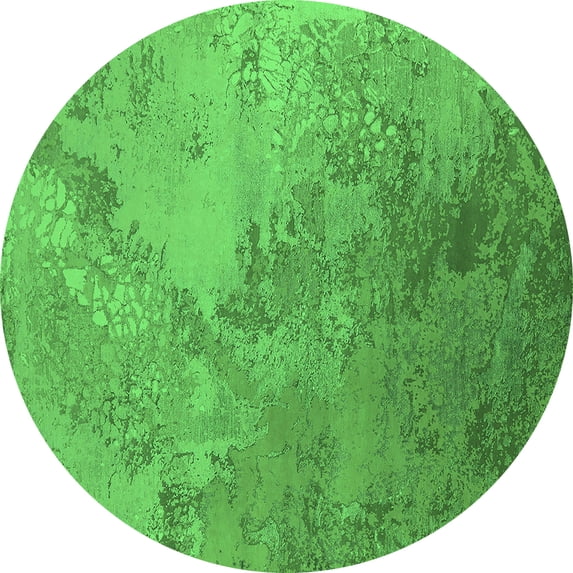 Ahgly Company Indoor Round Oriental Green Industrial Area Rugs, 5' Round
