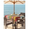 thumbnail image 3 of Outdoor Tablecloths with Umbrella Hole & Zipper, Nautical Anchor 60x60 Inch Square Tablecloths, Country Vintage Colorful Wooden Plank Waterproof Table Cloth, Patio/Pool/Picnic Table Covers, 3 of 8