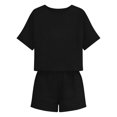 thumbnail image 4 of Conjunto Corto Casual para las Mujeres Manga Corta Bolsillo Pantalones Cortos Pantalones de Señoras Conjunto con Cuello Redondo Top, Ropa Casual de Verano, 4 of 6