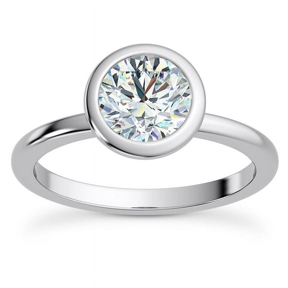 Spot Jewelry 1.8 Ct Round Cut Moissanite Ring - 14K White Gold Plated Solitaire Engagement Wedding Ring - Classic Diamond Ring for Her - Perfect for Engagement or Weddings