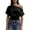 Black, variant on One Shoulder Tops for Women Summer Short Sleeve Cinched Waist T Shirts Asymmetrical Y2k Cropped Going out Tops