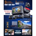 thumbnail image 3 of ROVE R3 Dash Cam delantera y trasera con cabina, visualización táctil IPS de 3 pulgadas, cámara de tablero de 3 canales 1440P+1080P+1080P, visión nocturna IR, WiFi de 5 GHz, velocidad de descarga de, 3 of 5