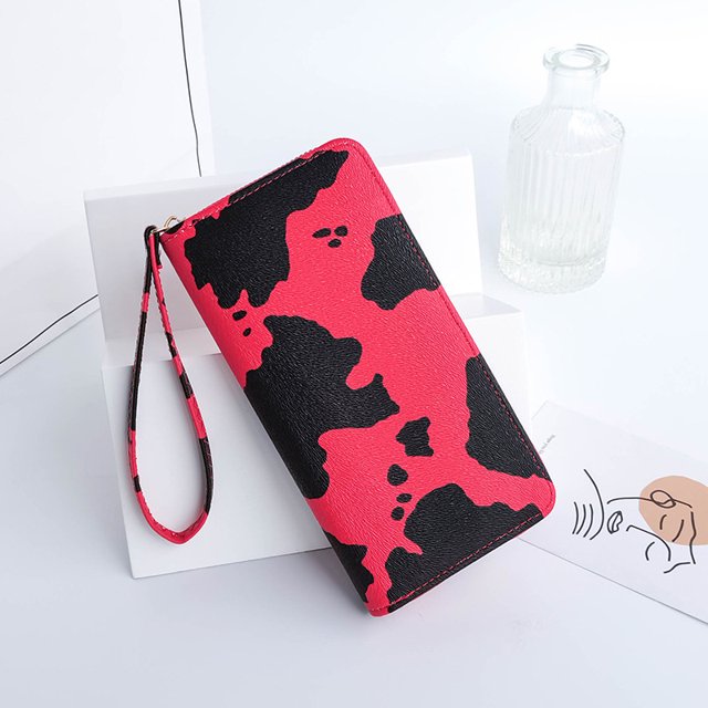 Monedero largo con estampado de leche y bloques de colores de verano, bonito y multicapa