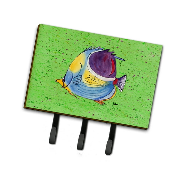 Carolines Treasures 8574TH68 Tropical Fish on Green Leash or Key Holder Triple Hook multicolor