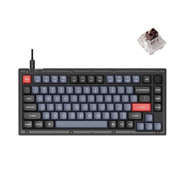 Keychron V1 Perilla De Teclado Mecánico Personalizada Con Cable Versión 75% Diseño Qmk/Via Programable Con Interruptor Keychron K Pro Brown Intercambiable En Caliente Compatible Con Mac Windows Linux
