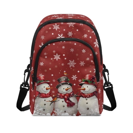 FUIALDOLG Snowmen Decoration Small Crossbody Wallet Portable Polyester Sling Bag for Hiking Shopping Adjustable Strap Fanny Pack